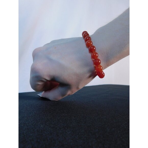 Carnelian Gemstone Bracelet Red Crystal Bead Stretch Unisex Energy Healing Jewel - Picture 11 of 12